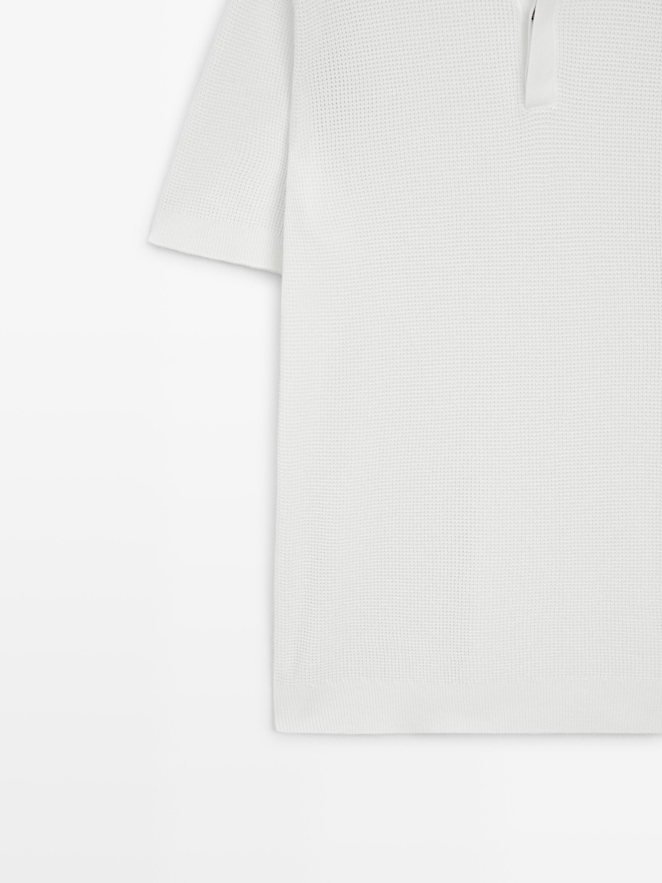 Polo en maille texturée de coton